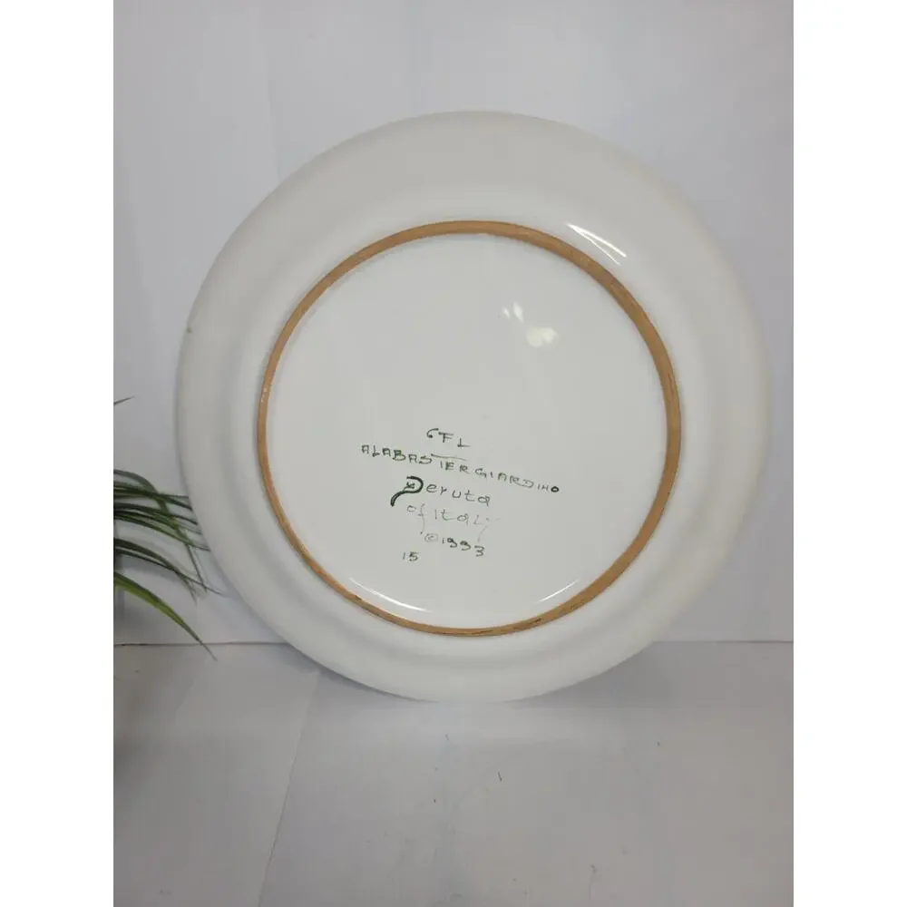 Vintage Alabaster Giardino Deruta Italy Charger Plate Topiary Crazing 1993 12.75